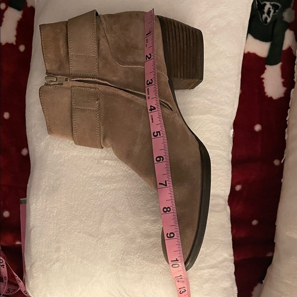 Paul Green Jano Moto Booties Beige Suede Buckle Chunky Heel Size 7, fit like 8.5 - Picture 12 of 14